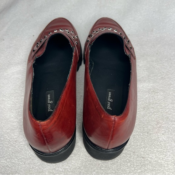 Paul Green Sofia Red Leather Studded Slip On Loafers Shoes Classic Women’s Shoes - Picture 7 of 10